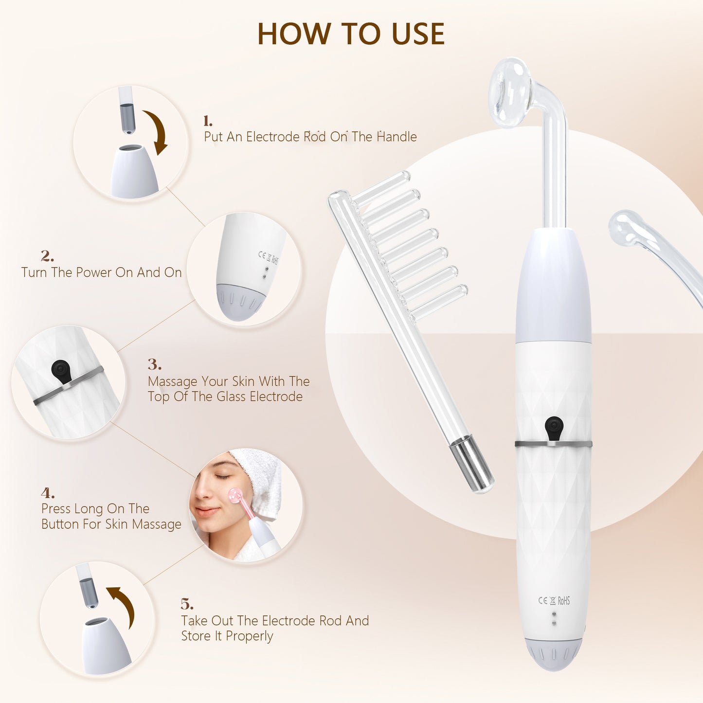 Electric High-Frequency Therapy Device – Wireless High Wave Electrotherapy Rod (1 Set)
