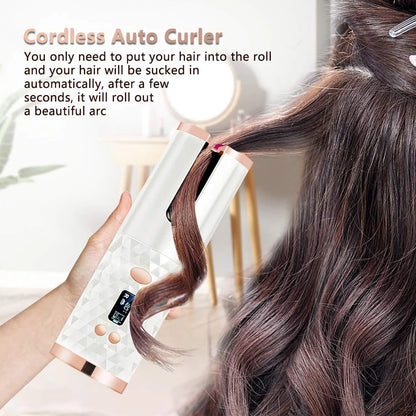 Rechargeable Automatic Hair Curler – Cordless, Ceramic & LCD Display