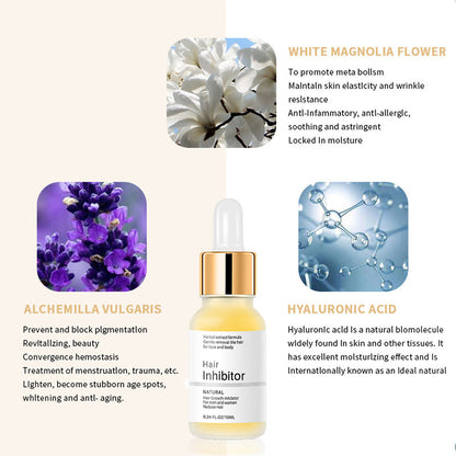 Depilatory Solution – Hair Inhibitor Serum (Mild Formula, 10ml Dropper Bottle)