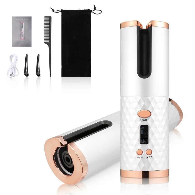 Rechargeable Automatic Hair Curler – Cordless, Ceramic & LCD Display