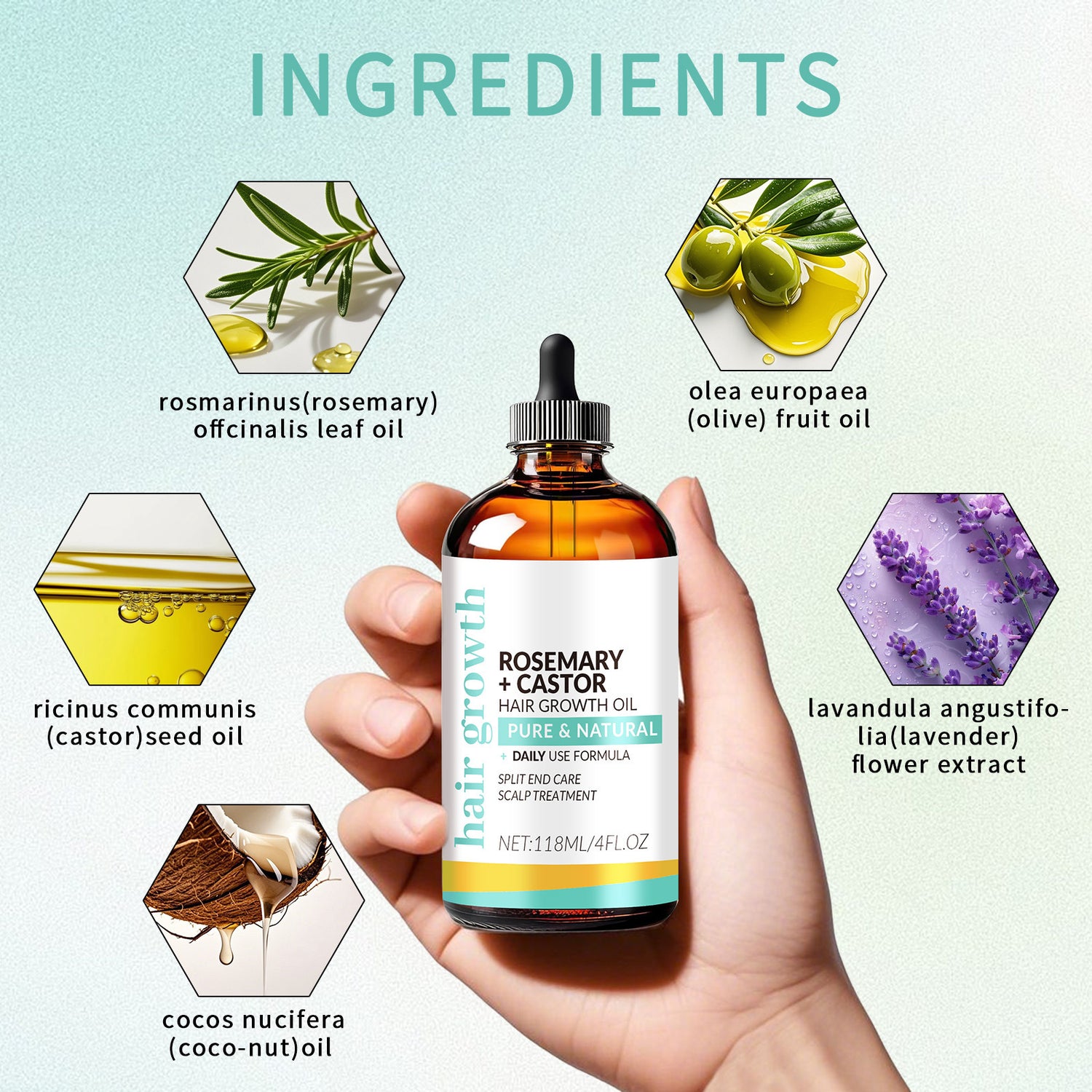 Ophira Cosmetics™ – Hair Growth Oil & Anti-Loss Treatment (118ml) + Scalp Massage Brush