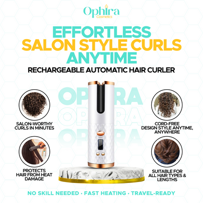 Rechargeable Automatic Hair Curler – Cordless, Ceramic & LCD Display
