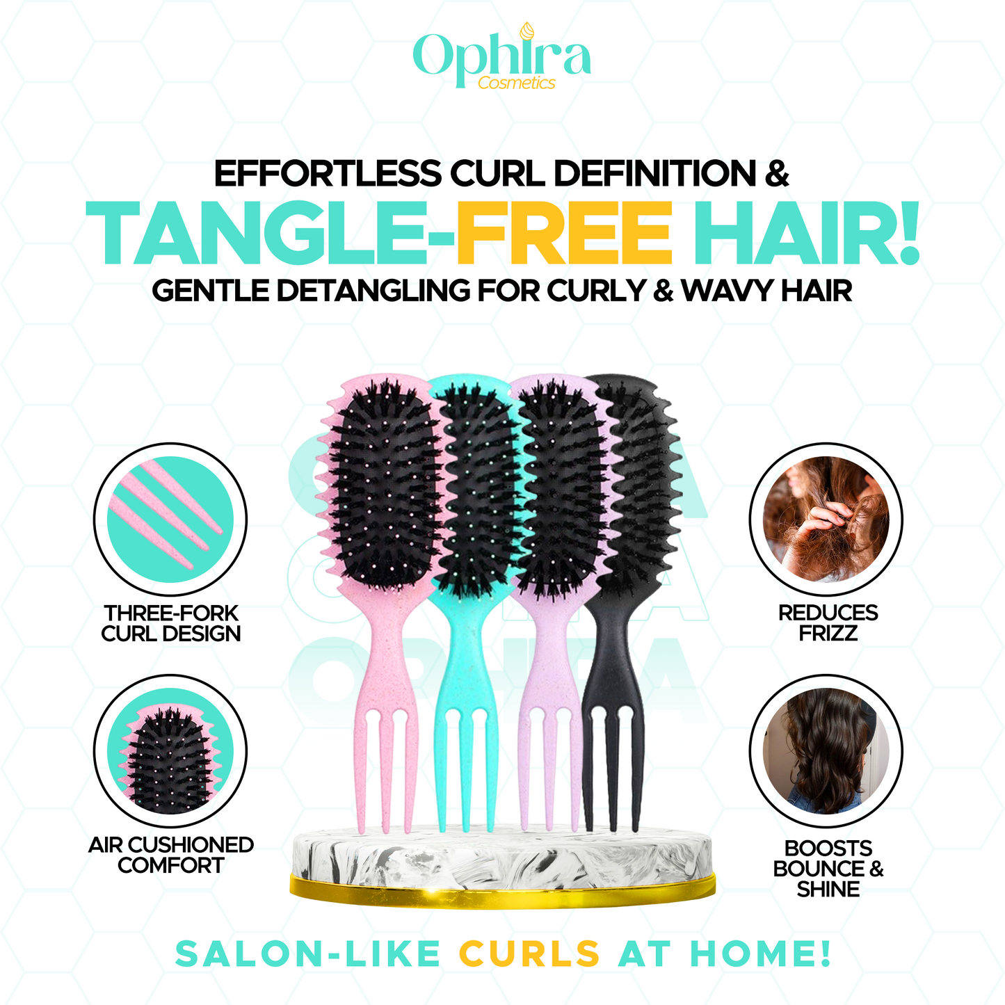 Three-Fork Curly Hair Massage Wave Air Cushion Comb