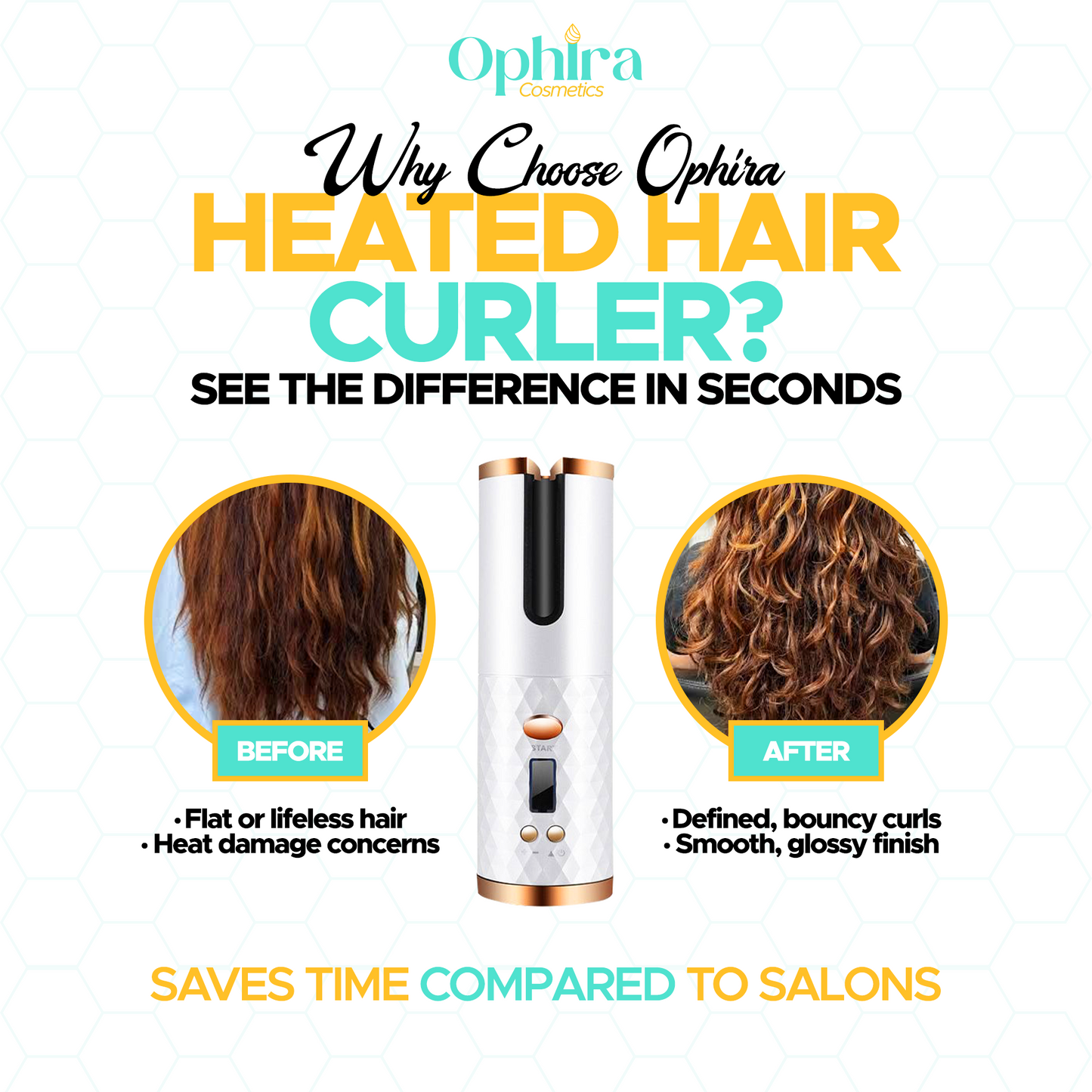 Rechargeable Automatic Hair Curler – Cordless, Ceramic & LCD Display