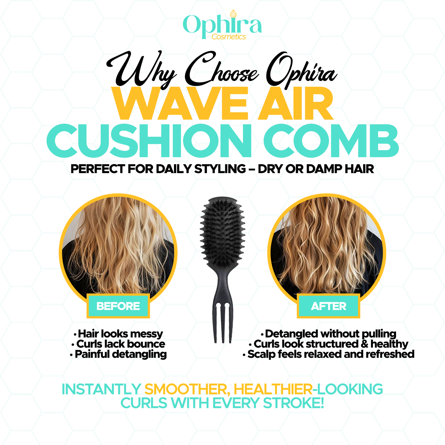 Three-Fork Curly Hair Massage Wave Air Cushion Comb